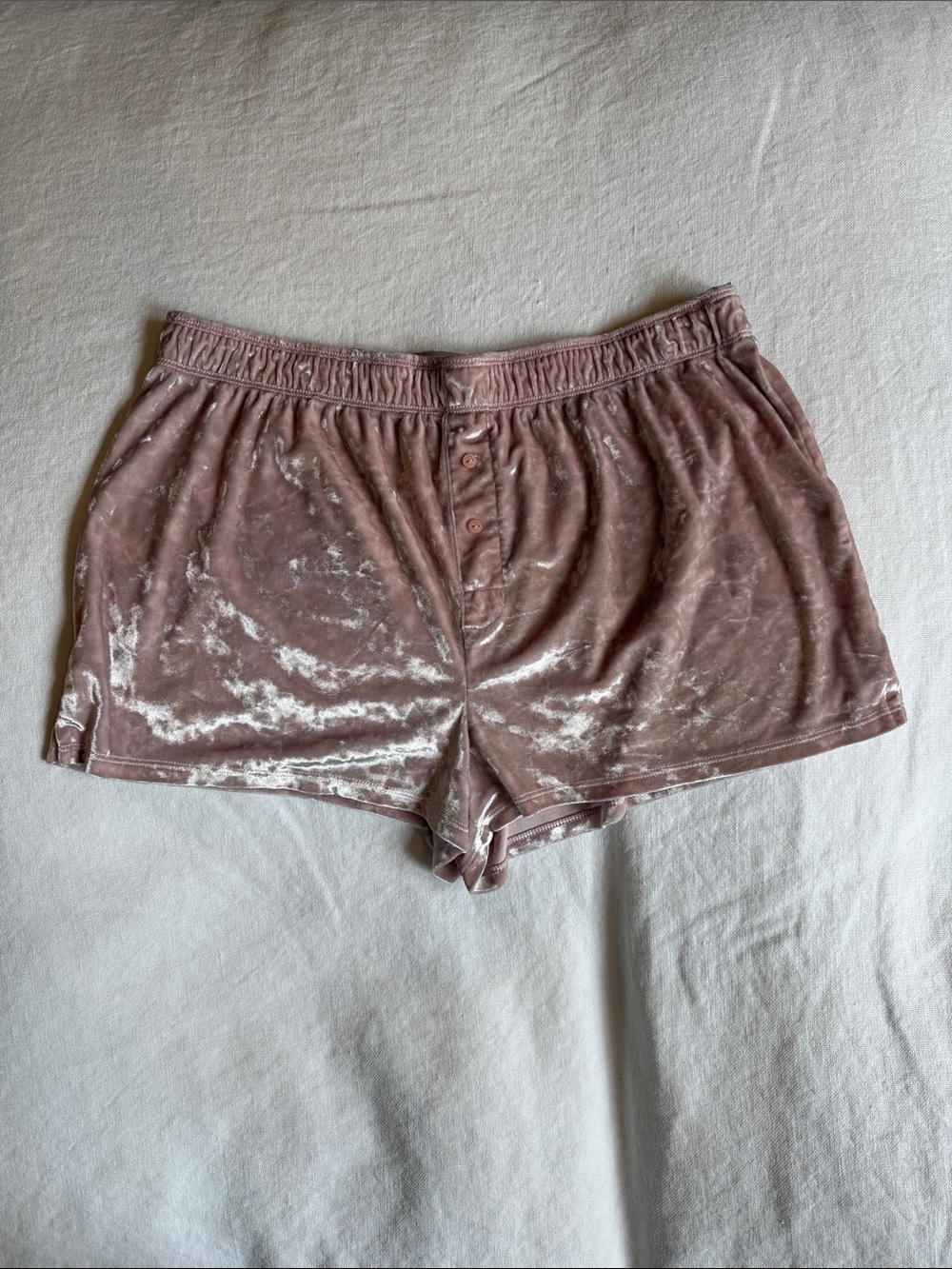 PINK Victoria's Secret Crushed Velvet Lounge Shorts in Dusty Rose